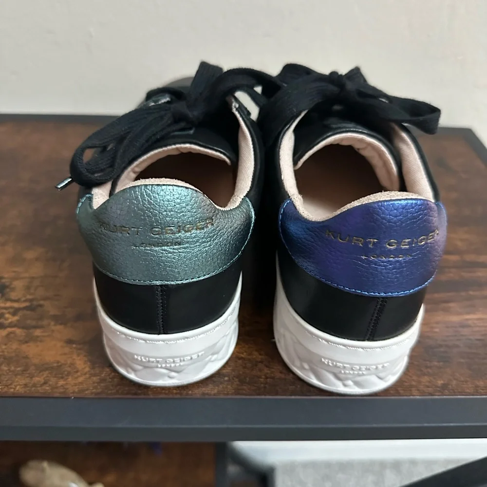 Kurt Geiger Black Sneakers with Rainbow Stripe